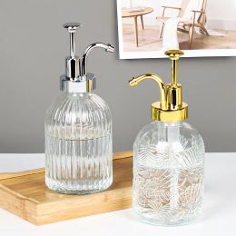 Dispensers Glass Soap Pump Dispenser Bathroom Shampoo and Gel Dispenser Transparent Replacement Bottle Lotion Container Press Pump Bottle