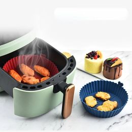 2024 Air Fryer Silicone Pot Round Reusable Air Fryers Oven Baking Tray Fried Chicken Basket Mat Replacement Pan Accessories