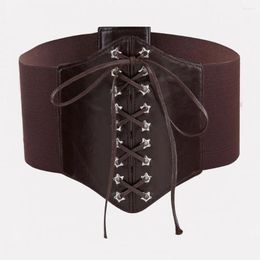 Belts Women Girdle Belt Stylish Women's Elastic Corset With Lace-up Detail Adjustable Wide In Faux Leather For Slimming Body