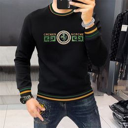 New 2024 Designer Letter Hot Drill Shirt Mens Streetwear Round Neck Loose Male Sweatshirt Wholesale Luxury Cotton Sweatshirt Red Brown Asian Size M-4XL