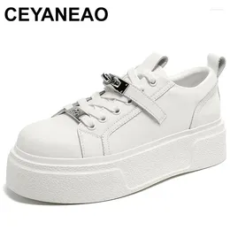 Casual Shoes Thick Bottom Platform Sport Women Lace Up Solid Flat Heel Increasing Trainers Buckle Belts Lady Sneakers Outsdoor