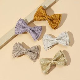 Hair Accessories 36pc/lot 2.3" Pu Leather Bow Clips Born Kids Bows With Hairpins Baby Girls Double Layer Barrettes