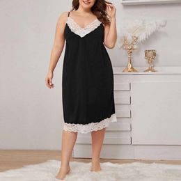 Women's Oversized Suspender With Deep V-Shaped Perspective Lace Dress, Sexy Hollow Out Home Clothing, And Fun Lingerie 391816