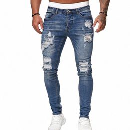 fi Street Style Ripped Skinny Jeans Men Vintage w Solid Denim Trouser Mens Casual Slim fit pencil denim Pants hot sale S3J9#