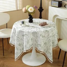 Table Cloth Waterproof Cotton Linen Round Texture Printing American Style Rural Dining Tea