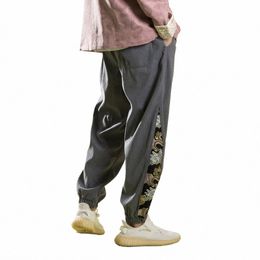 chinese Style Patchwork Corduroy Casual Pants Men Clothing Vintage Plus Size Joggers Tai Chi Kung Fu Baggy Sweatpants Male 63gS#