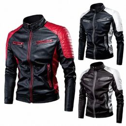 men's Classic Biker Leather Jacket Fleece Pu Jacket Motorcycle Waterproof Cool Fi Colours Aviator Motor Autumn Winter Coat o5Up#