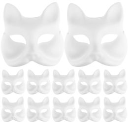 Masks 12 Pcs Prom Props Therian Mask Prom Mask 18x17cm Blank Mask White Craft Blanks Masquerade Mask Unpainted Craft Mask