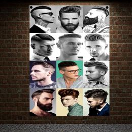 Accessories Classic Men's Hairstyle Show Barber Shop Poster Signboard Tapestry Banner Flag Wall Art Home Decor Canvas Painting Wall Hanging