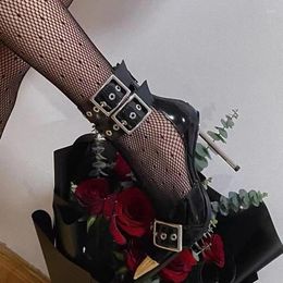 Dress Shoes 2024 Spring Women's Single Punk Style High Heels Riveted Buckle Metal High-grade Design Luxury Sandals