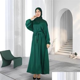 Ethnic Clothing Modest Abaya Casual Plain Women Muslim Long Maxi Dress Turkey Arabic Kaftan Dubai Islamic Eid Ramadan Prayer Robe Drop Otf8Q