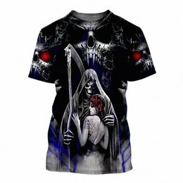 fi Skull 3D Printing Men's T-Shirts Gothic Vintage Harajuku Oversized Short Sleeve Street Punk Style O-neck Tees Trend Tops J0Ns#
