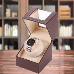 Watches Black PU leather automatic watch shaker mechanical watch chain up electric watch turner household motor box mechanical watch