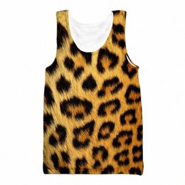 men's Persality 3D Print Leopard Vest Casual Streetwear Tank Tops Summer Sleevel Shirts Sports Tops Women Male Clothes W586#