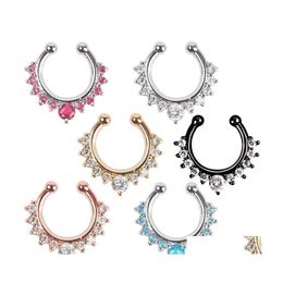 Nose Rings Studs 17X15Mm Zircon Fake Septum Piercing Ring Hoop For Girl Men Faux Body Clip Jewelry Nonpierced Drop Delivery Dhr9P Dhiem