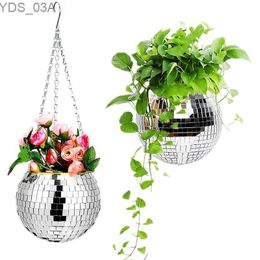 Planters Pots 5 Colours Christmas Decor Disco Ball Planter Vase Wall Hanging Planter Pot Flower Pots Rope Hanging Flowerpot Balcony Home Decor 240325