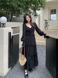 Casual Dresses 2024 Autumn Style Slightly Fat Girl French Temperament Retro Long Slimming Korean Design Dress