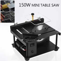 Joiners 150w Multifunctional Mini Table Saw Dc Woodworking Sliding Table Saw Jade Handmade Diy Crafts Cutting Hine Angle Cut Tools