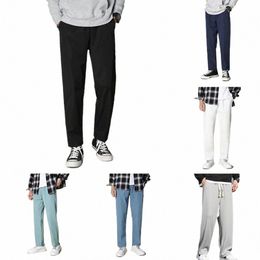 men's Casual Pants Loose And Versatile Elastic Straight Tube Cropped Suit Pants Comfortable Sweatpants M-5XL f5t9#