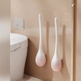 Brushes Modern Luxury Toilet Bowl Cleaning Brush Adhesive To The Wall Bathroom Sanitary WC Pink Brush Useful Household Accessories