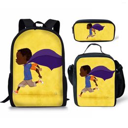 Backpack Fashion Youthful Black African Boy 3D Print 3pcs/Set Student Travel Bags Laptop Daypack Lunch Bag Pencil Case