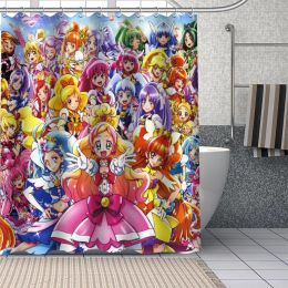 accessories Hot Sale Custom Smile Precure Shower Curtains Diy Bathroom Curtain Fabric Washable Polyester for Bathtub Art Decor