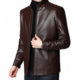 crocodile Mens Autumn Lg Warm Leather Jacket Coat Men Winter Casual England Style Vintage Fi Leather Jacket Plus 4XL Men q28R#