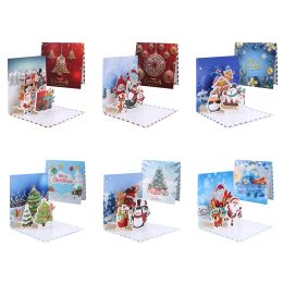 Stitch 6Pcs Diamond New Year Greeting Card Snowman Special Shape Rhinestone Painting Card Kit Santa for Adults Holiday Friends Family
