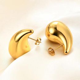 Trendy Italy Designer teardrop Earrings Bottega for Women And Girl Hollow Stainless Steel Hypoallergenic Gold Plated Waterdrop Stud