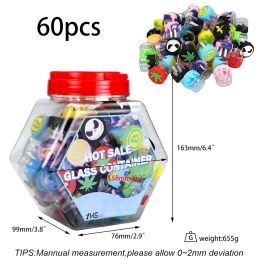 Jars 60pcs mixed design Mini Round Clear Glass Jars with colorful Lids