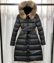 2024 jaqueta feminina Realfine Down Parkas 5A Mon Boedic Long Down Jacket Casacos de inverno para lPremium gola de pele de raposa cintura fechadaEmagrecimento leve luxuoso e quente