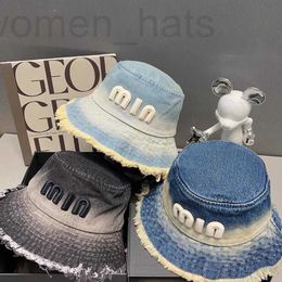 Wide Brim Hats & Bucket designer Trendy brand letter distressed denim Korean version fisherman hat for women in spring and summer, new minimalist 21WS