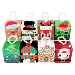 Gift Wrap 8Pcs Christmas Candy Box Snowman Elk Santa Claus Packing Decorations For Home Navidad Year 2024