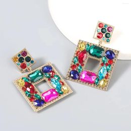 Dangle Earrings Design For Women Girl 2024 Luxury Accessories Vintage Fairy Square Crystal Brincos Christmas Pendant Jewellery