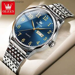 Armbanduhr Olevs Business für Männer Top Luxury Quartz Uhr mit einfachem digitalem Design Edelstahl Herren Montre Hommec24410