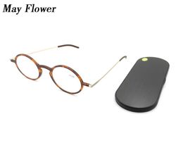 May Flower Ultrathin Antiblue Reading Glasses Round Frame Protable Pocket Presbyopic Eyewear With Magnetic Case For MenWomen9609362