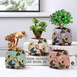 Planters Pots Ceramic Flowerpot Creative Carving Hand-painted Ceramic Home Decoration Flowerpots Succulent Flower Pot 240325