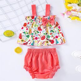 Clothing Sets Baby Girl Summer Clothes Crop Tops Shorts Set Cartoon Print Swimsuits 2pc Girls Casual Outfits