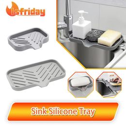 Table Mats Silicone Faucet Mat Sink Tray Soap Dispenser Sponge Drain Pad Splash Drying Countertop Storage Kitchen Accessorie