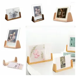 Frames Beech/Walnut Wooden Pos Frame Acrylic U-shaped Desk Calendar Base European-style Easy Installation Desktop