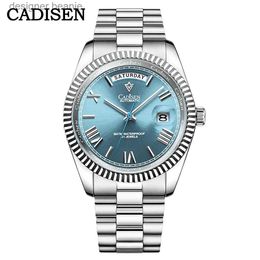 Wristwatches CADISEN C8185 Ice Blue dial Spherical Glass Mens Jan MIYOTA-8285 Movt Mens Mechanical Automatic Diving WatchC24325