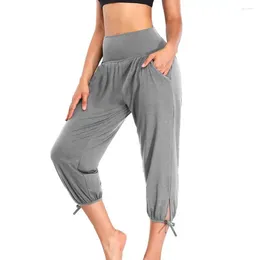 Women's Pants Casual High Waist Cropped Stylish Yoga With Pockets Solid Color For Women