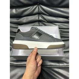 Triangle Casual Shoes Designer Top Quality Luxury Fashion Mens Lace Up Thick Sole Genuine Leather Shoes Sports Lace Up Round Head Solid Colour Elevated Board Shoes