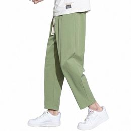 spring Summer Men's Thin Ice Silk Casual Pants Cool Sweatpants Loose Versatile Straight Tube Quick Drying Sports Trousers I2f4#