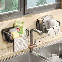 Kitchen Storage Organiser Basket Rag Rack Household Sink Draining Multifunctional Punch Free Roll Paper Holder Tissue