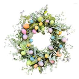 Decorative Flowers Easter Egg Wreath Cute Colourful Garland Spring With Faux Pastel Creative Ornament Home Decor