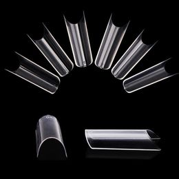 550 Pcs/bag Transparent Curved False Nail Tips Long C Style Fake Nails Professional Artificial Faux Ongle Care Tools 240318