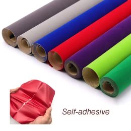 Fabric 50*148cm Flocking Elasticity Selfadhesive Fabric Plush Velvet Surface for Jewelry Box Packaging Repair Decoration DIY Craft