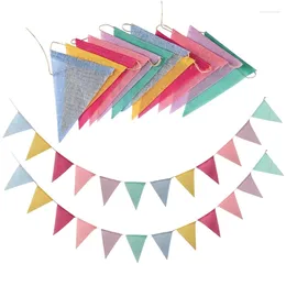 Party Decoration 4m Colourful Anniversary Hang Flag Linen Bunting Banner Triangle Flags Baby Shower Birthday Decor Pography Props