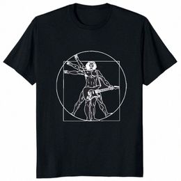 music Novelty Da Vinci Guitar Funny T-Shirt Men Vitruvian Man Rock Band Vintage Graphic Streetwear T Shirt Men Homme Men Clothes 926m#